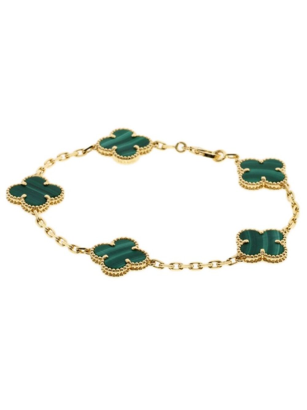 Van Cleef & Arpels Vintage Alhambra Malachite Bracelet 18k Yellow Gold